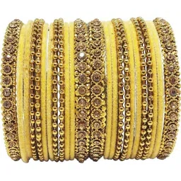 Instyle Forever Set Of 24 Gold Glass Artificial Stones & Beads Bangle-picture-28