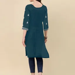 Shree Ramkrishna Fab Floral Embroidered Pure Georgette A-line Kurta image 2