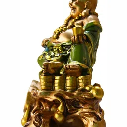 BECKON VENTURE Gold Toned & Blue Fengshui Figurine Showpiece image 4