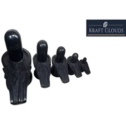 Navyaksh Black Stone Marble shivlingam idol murti for home temple Showpiece image 4