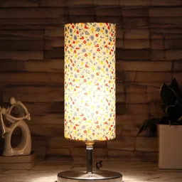 Devansh White & Pink Steel Table Lamp With Floral Printed Cotton Shade image 5