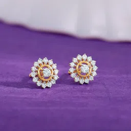 GIVA 14Kt Gold Flower Power Lab Grown Stud Diamond Earrings-image-17
