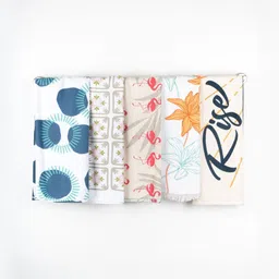 The Bath Community White & Blue 5 Pieces Printed Bamboo 200 GSM Bath Towels-image-27