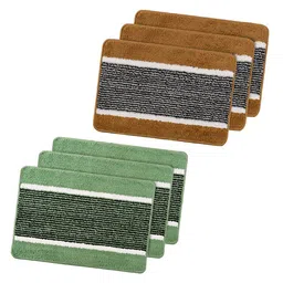 Kuber Industries 6-Pcs Yellow & Green Striped Anti- Skid Doormats image 2