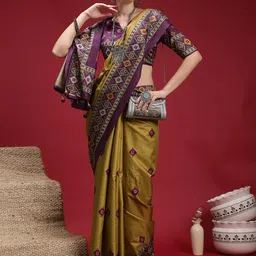 Mitera Ethnic Motifs Silk Blend Chanderi Saree image 3