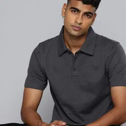 Moda Rapido Self Design Polo Collar Relaxed Fit Cotton T-shirt-image-9