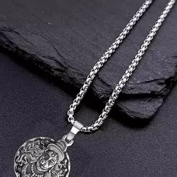 Teeragaj Men Stainless Steel Spherical Pendant with Chain image 3