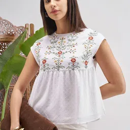 Vishudh Women Floral Embroidered Round Neck Top-picture-23