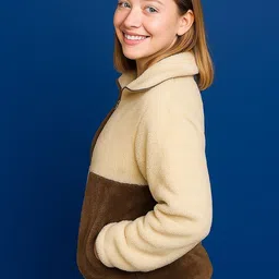 The Dry State Women Mock Collar Self Design Sherpa Jacket image 3