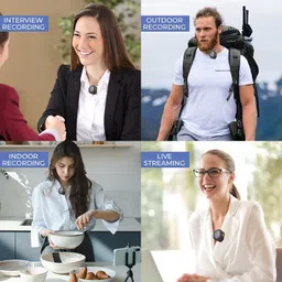 ATSK HUB Q8 Display Wireless Mic with Clip | Noise Reduction Microphone for Vlogging Camera Microphone image 3