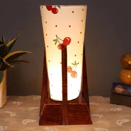 new era Multicolour Cotton Table Lamp With Wood Base image 1