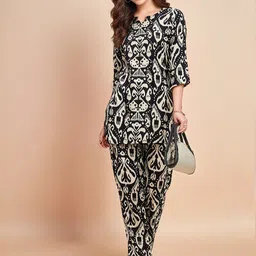 Moda Rapido Black Viscose Rayon Tunic & Trousers Co-ords-picture-21