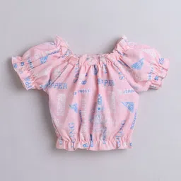The Magic Wand Girls Printed Short Sleeves Top With Skirt image 4