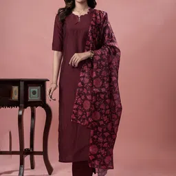 Sun Fashion And Lifestyle Women Solid Kurta with Trousers & Dupatta-picture-10