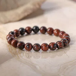 Ornate Jewels Unisex Mahogany Obsidian Beaded Stretchable Elasticated Bracelet-picture-19