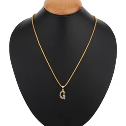 Ekaant Unisex Stainless Steel Crystals Studded G Shaped Pendant With Chain image 2