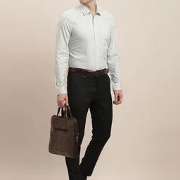 Turtle Men Checked Tailored Skinny Fit Formal Trousers image 5