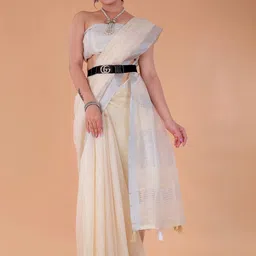 NEGRONI Woven Design Zari Khadi Saree image 2