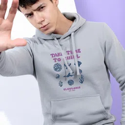 SLOWLORIS Men Printed Hooded Sweatshirt image 4