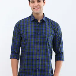 Allen Solly Men Spread Collar Tartan Checked Cotton Slim Fit Casual Shirt-image-60