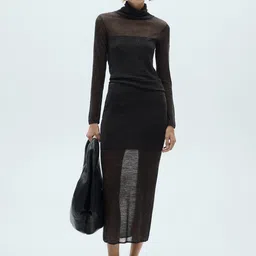 MANGO Ribbed Semi-Sheer Turtle-Neck Knitted Pullover image 3