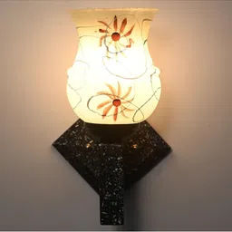 SOMIL Brown & Black Printed Wood Traditional Abstract Shaped Shaped Wall Lamp-picture-12