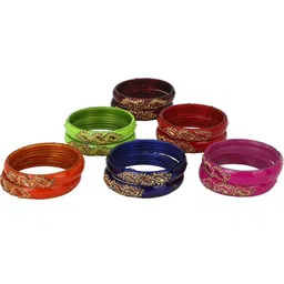 SOMIL Set Of 16 Glass Artificial Stones Studded Bangles-image-98