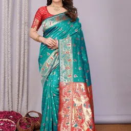 Snofi Creation Ethnic Motifs Zari Art Silk Handloom Kanjeevaram Saree-picture-20