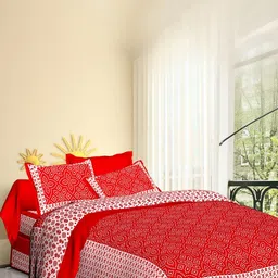 MILAAV Red Ethnic Motifs 144 TC King Bedsheet with 2 Pillow Covers-picture-12