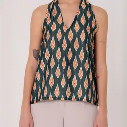 KALAMIR Print Halter Neck Ethnic Cotton Top image 2