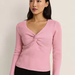 sollobell Women Ribbed Twisted Detail Fitted Top image 3