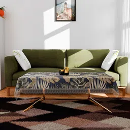 Kuber Industries Blue & Brown Floral Printed Anti-Skid 4-Seater Table Cover image 3