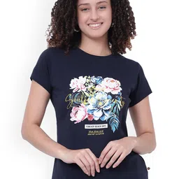God's Club Women Floral Printed Round Neck Cotton T-shirt-picture-30