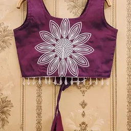 Sangria Girls Embroidered Round Neck Flared Lehenga With Choli image 3