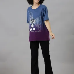 Free Authority Women Mickey Mouse Graphic Printed Round Neck Cotton Oversized T-shirt-image-80