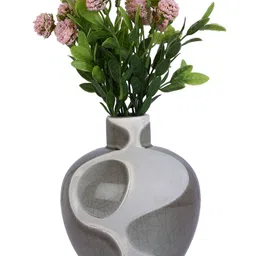 TAYHAA Grey Textured Ceramic Harmony Sphere Flower Vase image 2