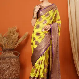 DIVASTRI Woven Design Zari Pure Silk Banarasi Saree-picture-11