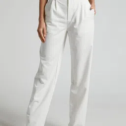 FNOCKS Women Relaxed Straight Leg Loose Fit High-Rise Pleated Trousers-image-34