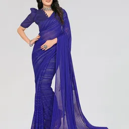 Moda Rapido Striped Printed Satin Saree With Unstitched Blouse Piece-picture-28