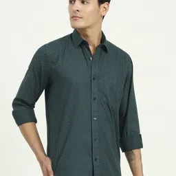 Greenfibre Micro Ditsy Printed Cutaway Collar Slim Fit Cotton Shirt-picture-28