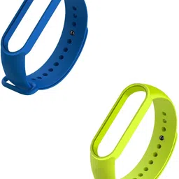 Like Star Soft Silicon Replacement Brand Strap For Mi Band 5 Pack of 2 (Dark blue,green) Smart Band Strap image 1