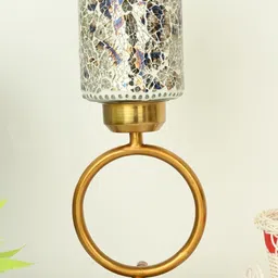 SOMIL Blue Printed Glass Cylindrical Shaped Table Lamp image 4