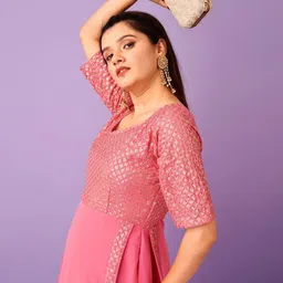 KALINI Embroidered A-Line MaxiEthnic Dresses image 2