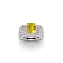 RRVGEM 7.00 Ratti Yellow Sapphire Pukhraj Silver Plated Adjustable Ring-picture-12