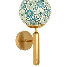 SOMIL Blue & White Printed Glass Spherical Shaped Wall Lamp image 5