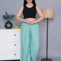 Mlada Women Mid Rise Regular Fit Solid Rayon Palazzo Pants-image-20