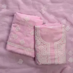 Seva Chikan Chikankari Embroidered Georgette Unstitched Dress Material-picture-16