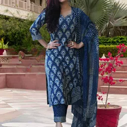 Anouk Rustic Women Ethnic Motifs Printed Regular Kurta with Trousers & Dupatta image 5
