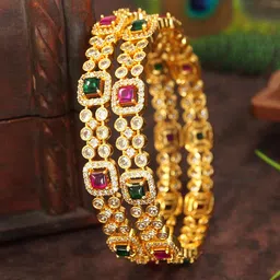 Anouk Set Of 2 Gold-Plated American Diamond Studded Bangles-picture-18