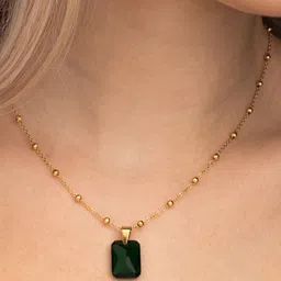 PALMONAS 18k Gold-Plated Emerald Necklace image 4